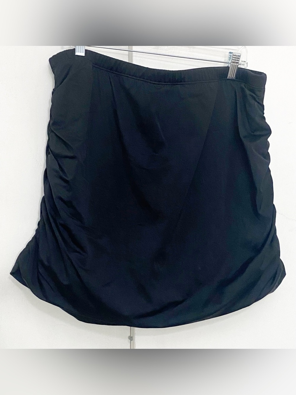 Swimsuits For All Black Ruched Side Attached Panty Swim Skirt 22W